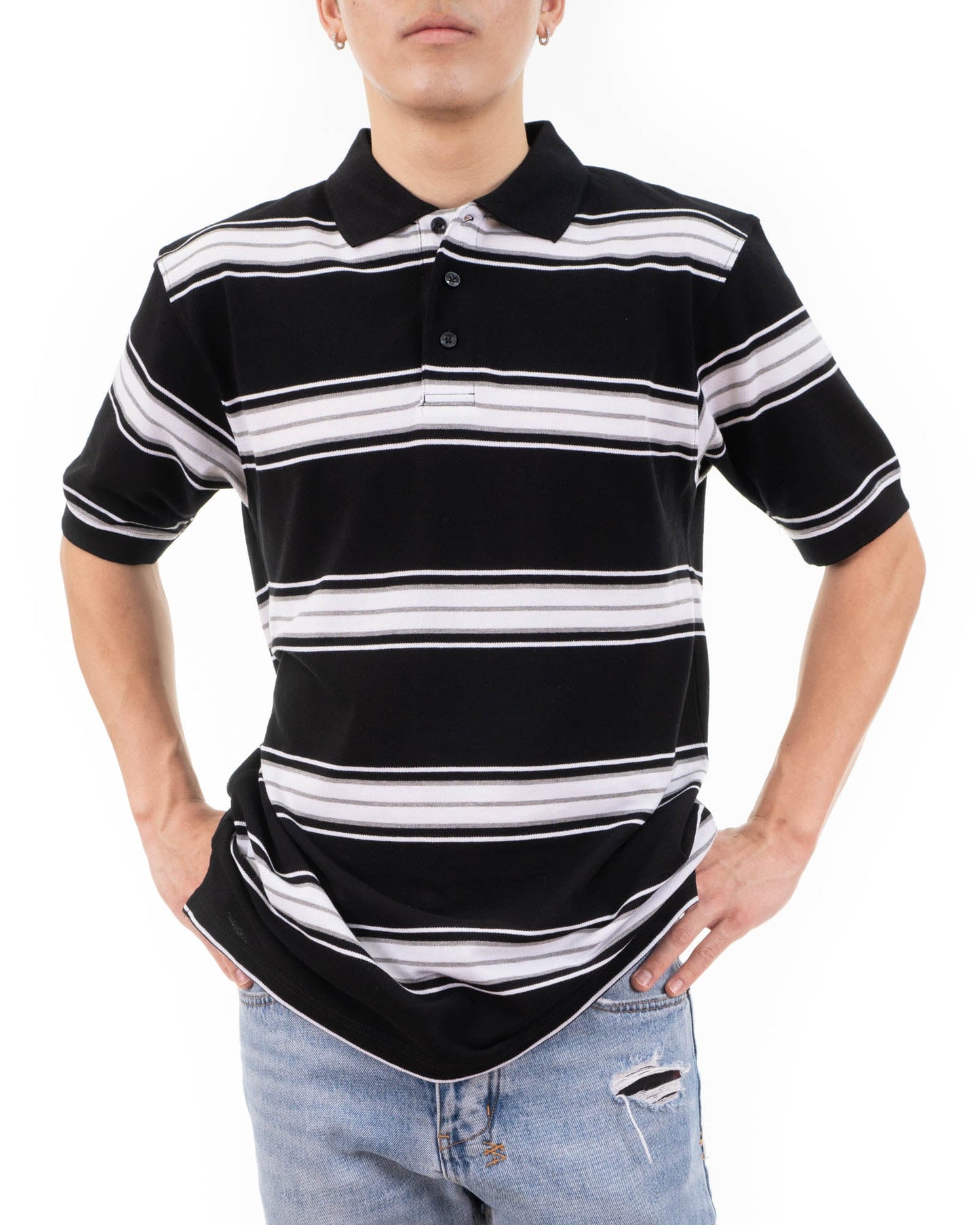 ALL POLO | Classic Striped Polo Shirt - Premium Cotton Blend Short Sleeve Polo