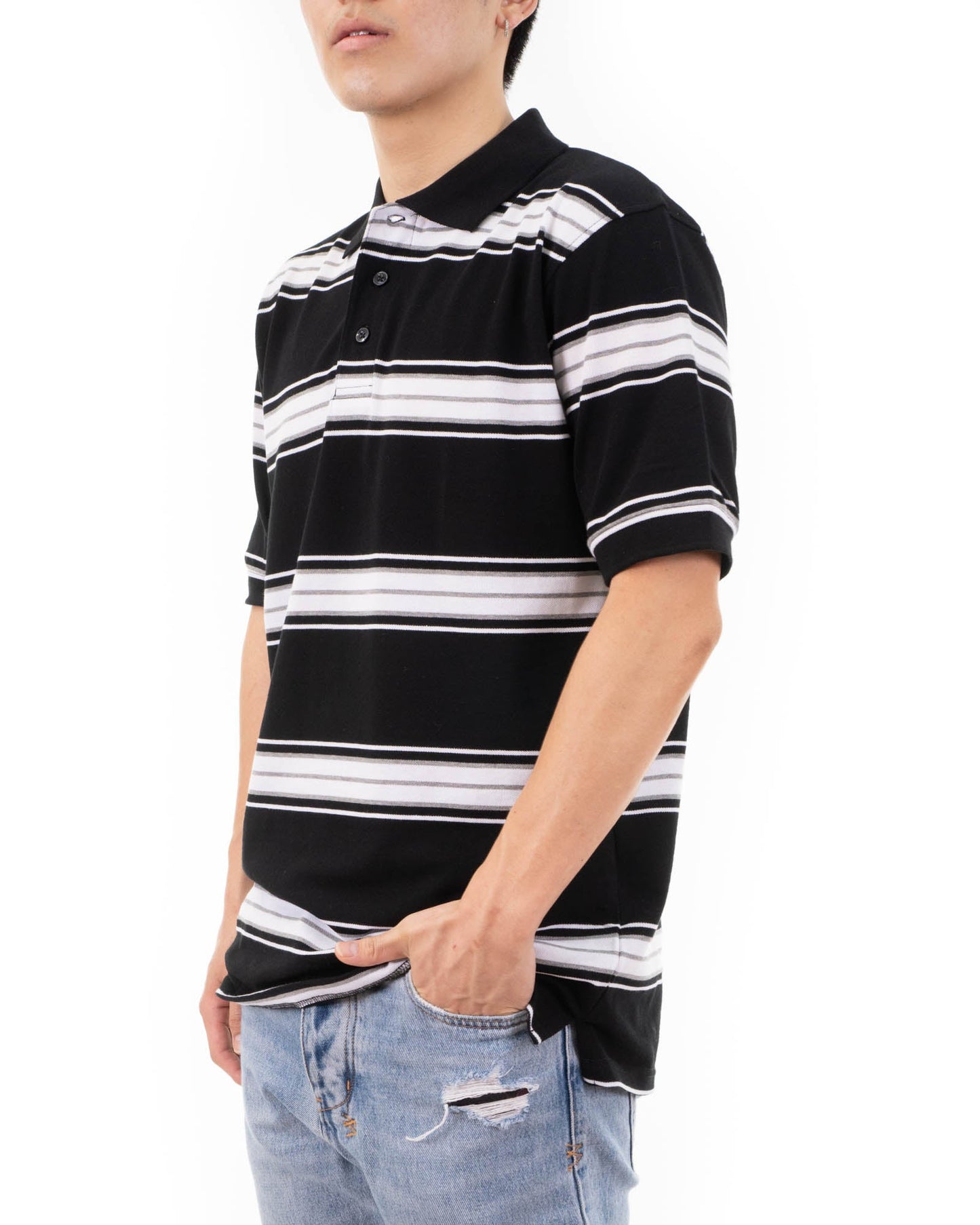 ALL POLO | Classic Striped Polo Shirt - Premium Cotton Blend Short Sleeve Polo