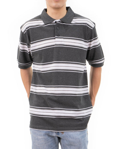 ALL POLO | Classic Striped Polo Shirt - Premium Cotton Blend Short Sleeve Polo