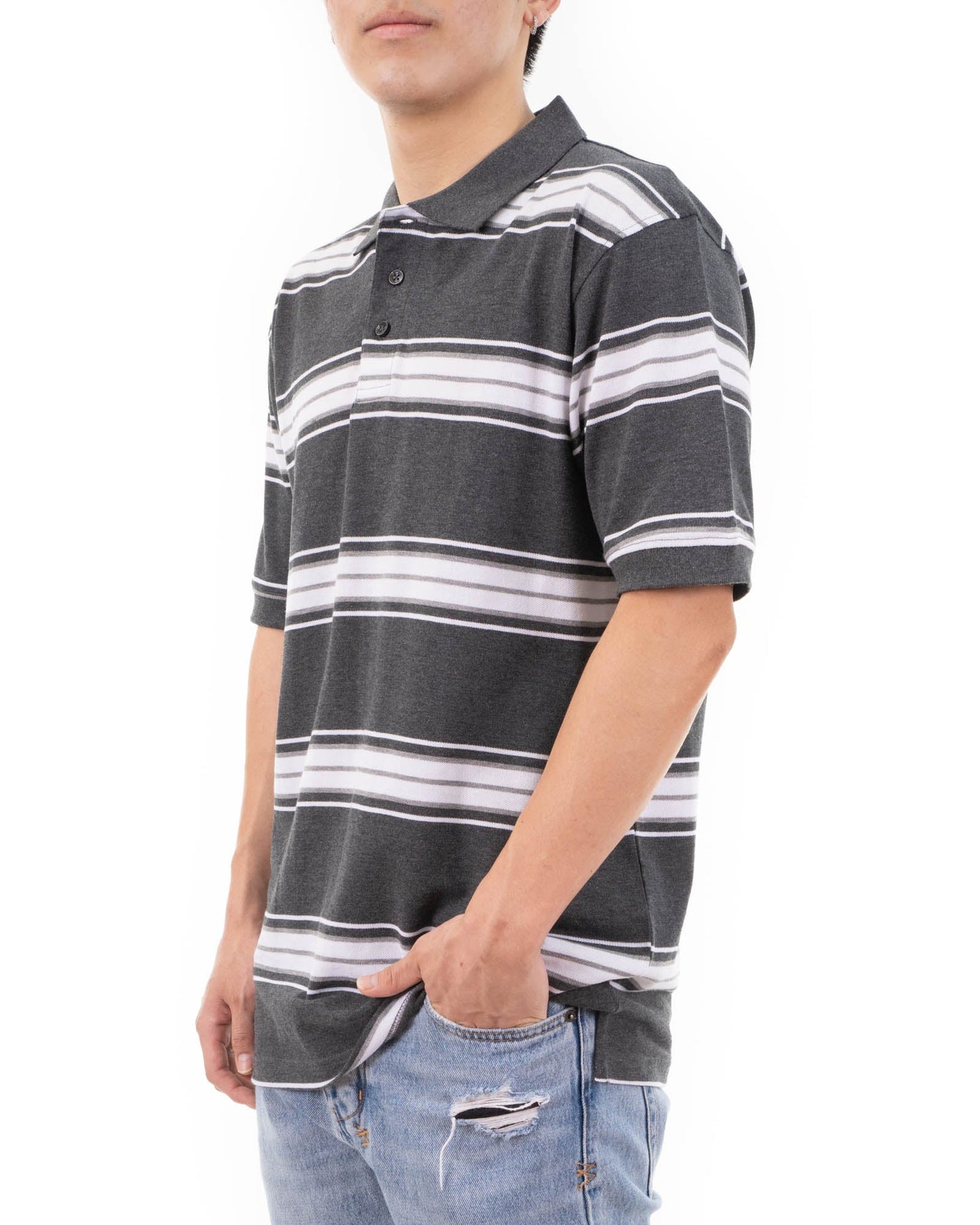 ALL POLO | Classic Striped Polo Shirt - Premium Cotton Blend Short Sleeve Polo