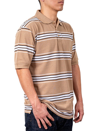 ALL POLO | Classic Striped Polo Shirt - Premium Cotton Blend Short Sleeve Polo