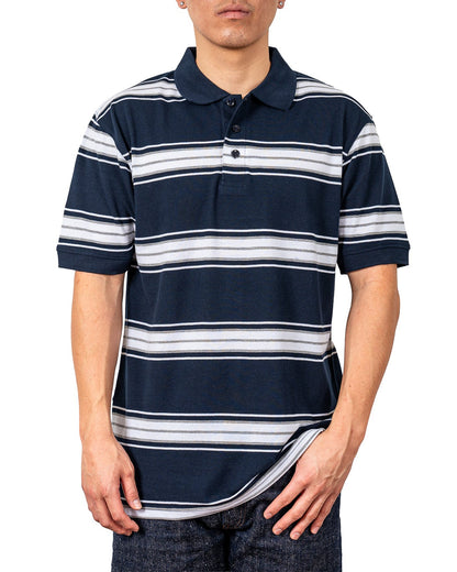 ALL POLO | Classic Striped Polo Shirt - Premium Cotton Blend Short Sleeve Polo