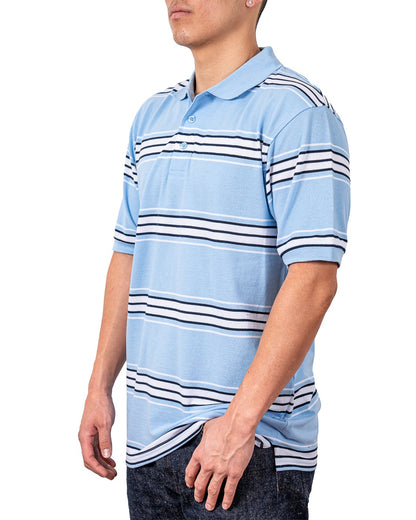 ALL POLO | Classic Striped Polo Shirt - Premium Cotton Blend Short Sleeve Polo